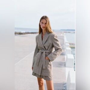 Zara ZW Collection Blazer oversize & Shorts SET Size L NWT